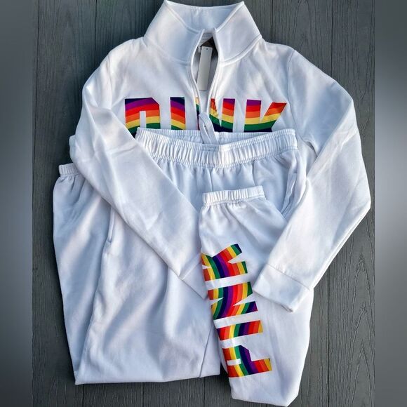 Victoria's Secret PINK rare pride everyday campus quarter zip & jogger set NEW - Picture 16 of 16